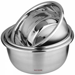 Flat Base Stainless Steel Bowl Mixing Salad Bowl Mirror Finish Prep Bowl Series Food Storage Kitchen Tools