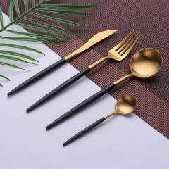 Fork Knife Set 4 Pcs/set Black Gold Dinnerware Kits 18/10 Stainless Steel Western Cutlery Set Kitchen Food Tableware Dinner Set