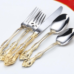 Stainless Steel Flatware Western Tableware Retro Pattern Cutlery 6 Piece Set Spoons Knifes Forks Set Kitchen Home WZN018