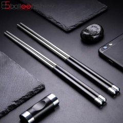 BalleenShiny Stainless Steel Long Chopsticks Anti-slip Kitchen Tableware for Rice Sushi Beef Exquisite Hotel Restaurant Tools