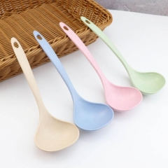 Tableware Wheat Straw Rice Ladle 1Pcs 4 Colors Long Handle Soup Spoon Meal Dinner Scoops Kitchen Supplies Cooking Tool