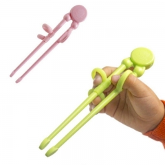 Learning Training Chopsticks Stainless Steel Chop Sticks For Child With Silicone Finger Ring Adults Learning Chinese Chopsticks