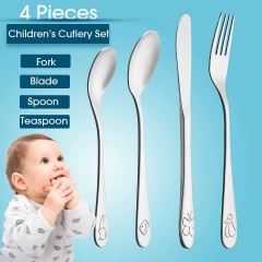 4PCS/Set Stainless Steel Dinnerware for kids Children Tableware Cutlery Kitchen Tools Knives Forks Food Dining Teaspoon