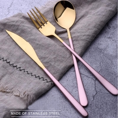 3pcs/lot Gold Portable Cutlery Stainless Steel Table Knife S poon Fork Set Korean Food Travel Camping Dinnerware Tableware Sets