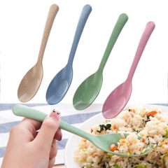 Fashion 1PC Tableware Spoon Restaurant Home Supplies Eco-Friendly Wheat Straw Spoons Kitchen Accessories Long Handle Soup Spoon