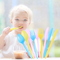 18PCS Birthday Party Plastic Disposable Forks Spoons Tableware Cutlery for Jelly Ice Cream Dessert