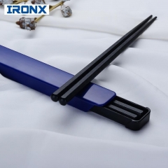 IRONX  Portable sushi chopsticks travel picnic black chop sticks set alloy Japanese style with box set  for gift