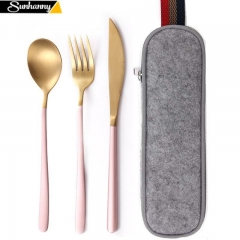 Dinnerware Set Travel Cutlery Set Camping Tableware Reusable Utensils Set with Spoon Fork Chopsticks Straw and Portable Case