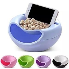 Creative Shape Lazy Snack Bowl Plastic Double Layers Snack Storage Box Bowl Fruit Plate Bowl With Phone Holder For TV