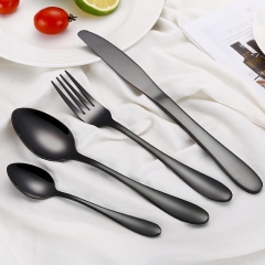 High-end cutlery 4 pcs black stainless steel knife and creative color Western steak fork and spoon christmas tableware set