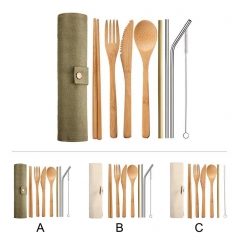 Tableware Bamboo Fork Spoon Set Exquisite Portable Cutlery  Reusable Utensil Kit Easy to Clean Cutlery Fork Spoon Knife Set