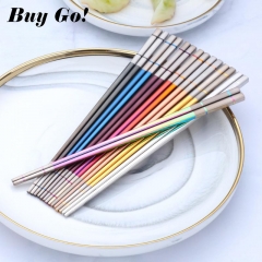 1 Pair Stainless Steel Portable Chopsticks Chinese Non-Slip Chopsticks Set Reusable Sushi Chop Stick For Children Cutlery Set