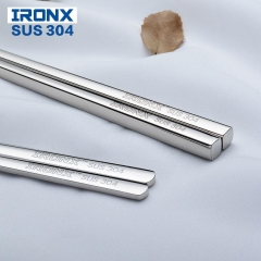 IRONX flat chopsticks stainless steel korean chop sticks reusable metal food sticks for kids adult (1pairs)