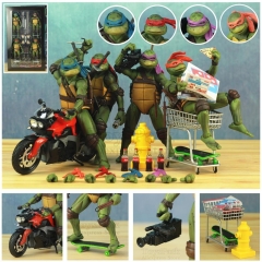 SET of 4 1990's Turtles 7&quot; Action Figure Raphael Leonardo Michelangelo Donatello Ninjas KO's NECA Gameshop Exclusive Toys Doll