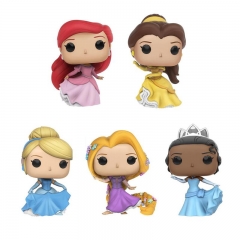 FUNKO POP Princess Beauty and The Beast Belle Ariel Rapunzel Cinderella Tiana Action Figures Elsa PVC Model Collection Gift