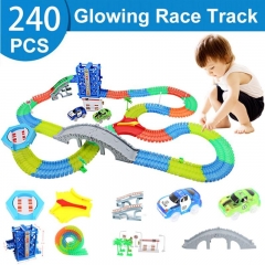 240pcs Magical Track  Collection Kids Birthday Gift Electric Glowing Racing DIY LED Toy Cars Children's Toys For Boys Grils