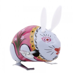 1Pcs New Colorful Cute Rabbit Running Wind-up Toy Classic Tin Wind Up Toys Clockwork Hare Birthday Gift for Infant Children