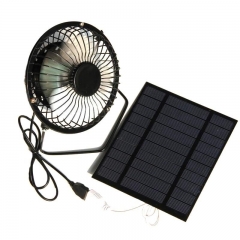 NEW-2.5W 5V Solar Powered Panel Iron Fan For Home Office Outdoor Traveling Fishing 4 Inch Cooling Ventilation Fan Usb New