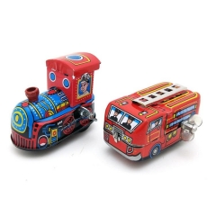 Kids Gift Clockwork Toys Retro Steam Train，Fire truck Reminiscence Children Vintage Tin Toy Kid Classic Toys Wind Up Toys Boy