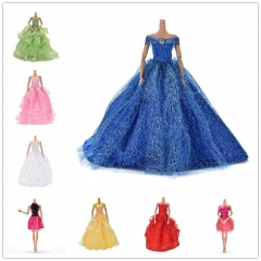 Colorful Elegant Handmade Summer Bridal Gown Princess Dress Clothes Wedding Party Dress For Barbie Doll Acessories