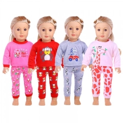 Doll Pajamas 2 Pcs Cute Unicorn Animals Styles Nightgowns For 18 Inch American&amp;43 Cm Born Doll Generation Christmas Girl`s Toy