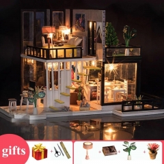 diy big doll house wooden doll houses kitchen miniature villa dollhouse kast furniture kit travaux manuels adulte oyuncak ev