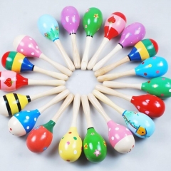 1PCS Early Education Wooden musical Toy High Quality Sand Hammer Maraca Wood Rattles Kid Baby Shaker Toy Children's Party Favor