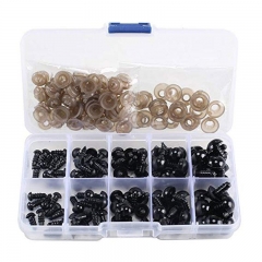 100pcs 6-12mm Black Plastic Crafts Safety Eyes for Teddy Bear Soft Toy Animal Doll Amigurumi DIY Accessories