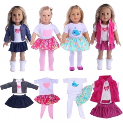 4 Styles Cute Pattern Set(3Pcs) Fit 18 Inch American&amp;43 CM Baby Doll Clothes Accessories,Girl's Toys,Generation,Birthday Gift