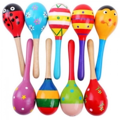 Children Gift Toy New 1pcs Colorful Wooden Maracas Baby Child Musical Instrument Rattle Shaker Party