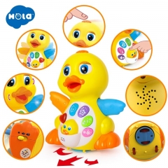 HOLA 808 Musical Flapping Yellow Duck Action Educational Learning and Walking Toy for 1 Year Old Baby Toddler Girl Boy Xmas Gift