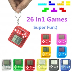 Portable Mini Tetris Game Console  Keychain LCD Handheld Game Players Children Educational Electronic Toys Anti-stress Keychain