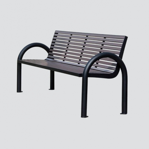 FW29 outdoor park bench with wood slat