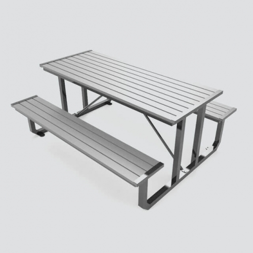 TB25 Outdoor unfoldable wooden table with two benches