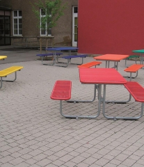 热浸塑户外桌椅带两长凳