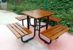 实木方形户外公园桌椅
