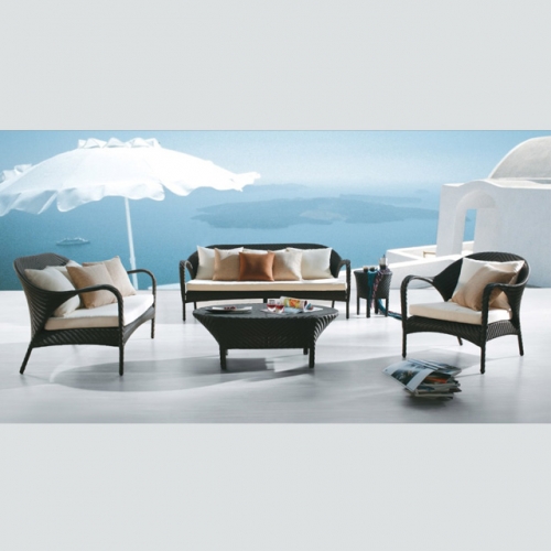 RT-16 Contemporary Luxury Garden Lounge Furniture Outdoor Rattan Corner Sofa Set 4 Piece Chairs Sofa