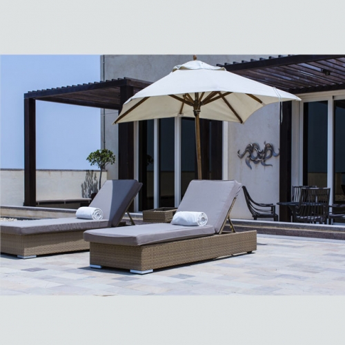 RC14 Rattan chaise outdoor furniture sun lounger with side table