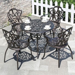 Outdoor cast aluminum tables and chairs