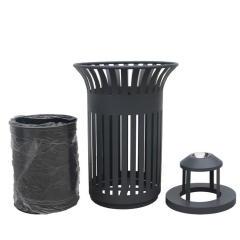 New desigh outdoor metal dustbin garden steel standing trash can with ashtray