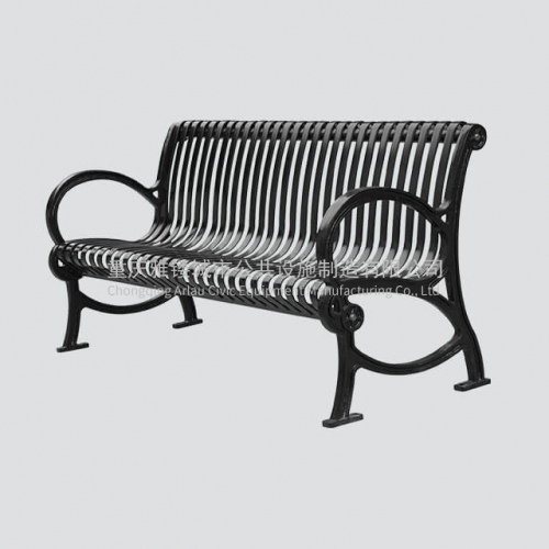 FS29 steel park bench with cast iron legs