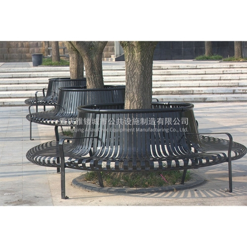 FS70 street furniture outdoor stainless steel bench around tree