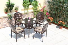 French Romantic Style Cast Aluminum Table With Chairs