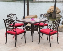 Cast aluminum table and chair combination