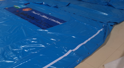 Protective Cover with Light Blue PVC Coated Mesh Tarpaulin