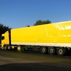 黄色pvc防水篷布大型拖车盖布