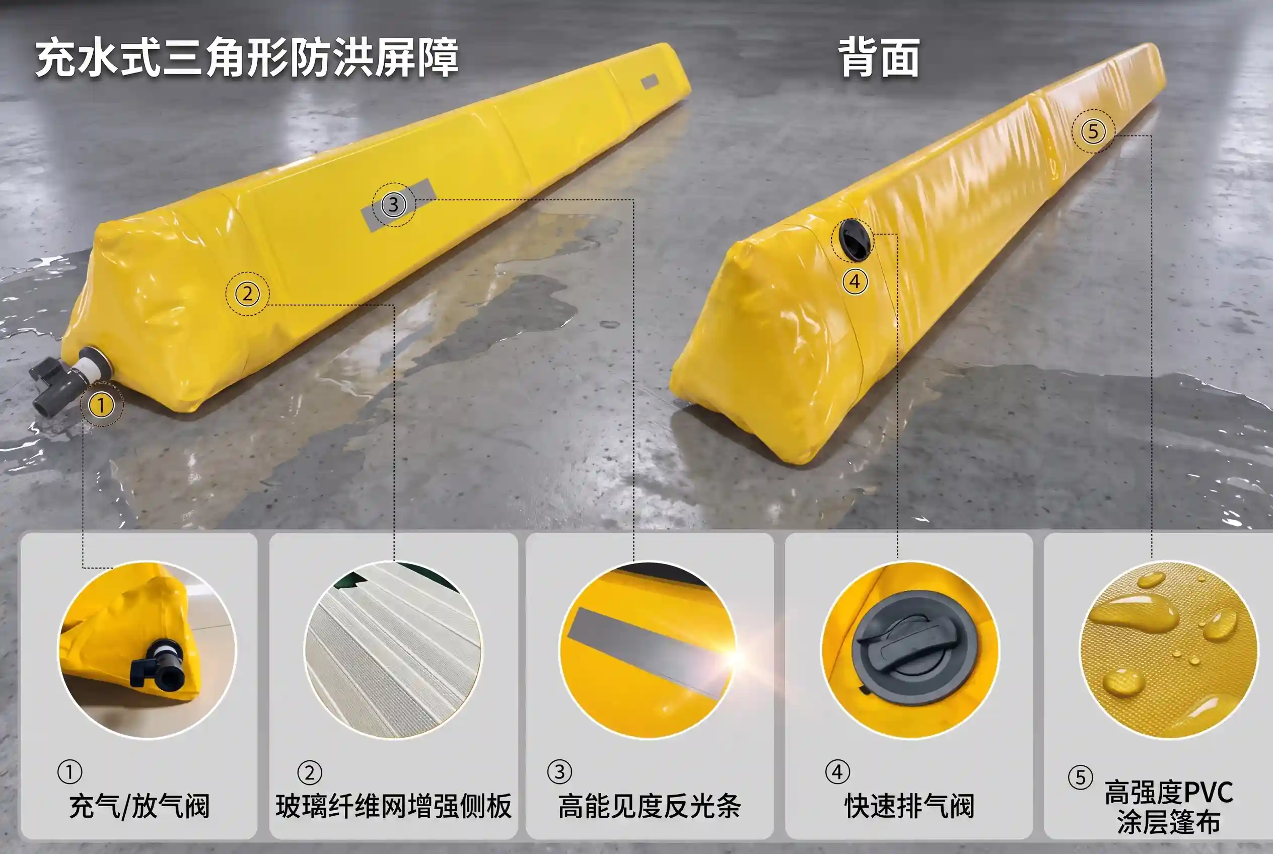 充气式挡水坝结构部件示意图