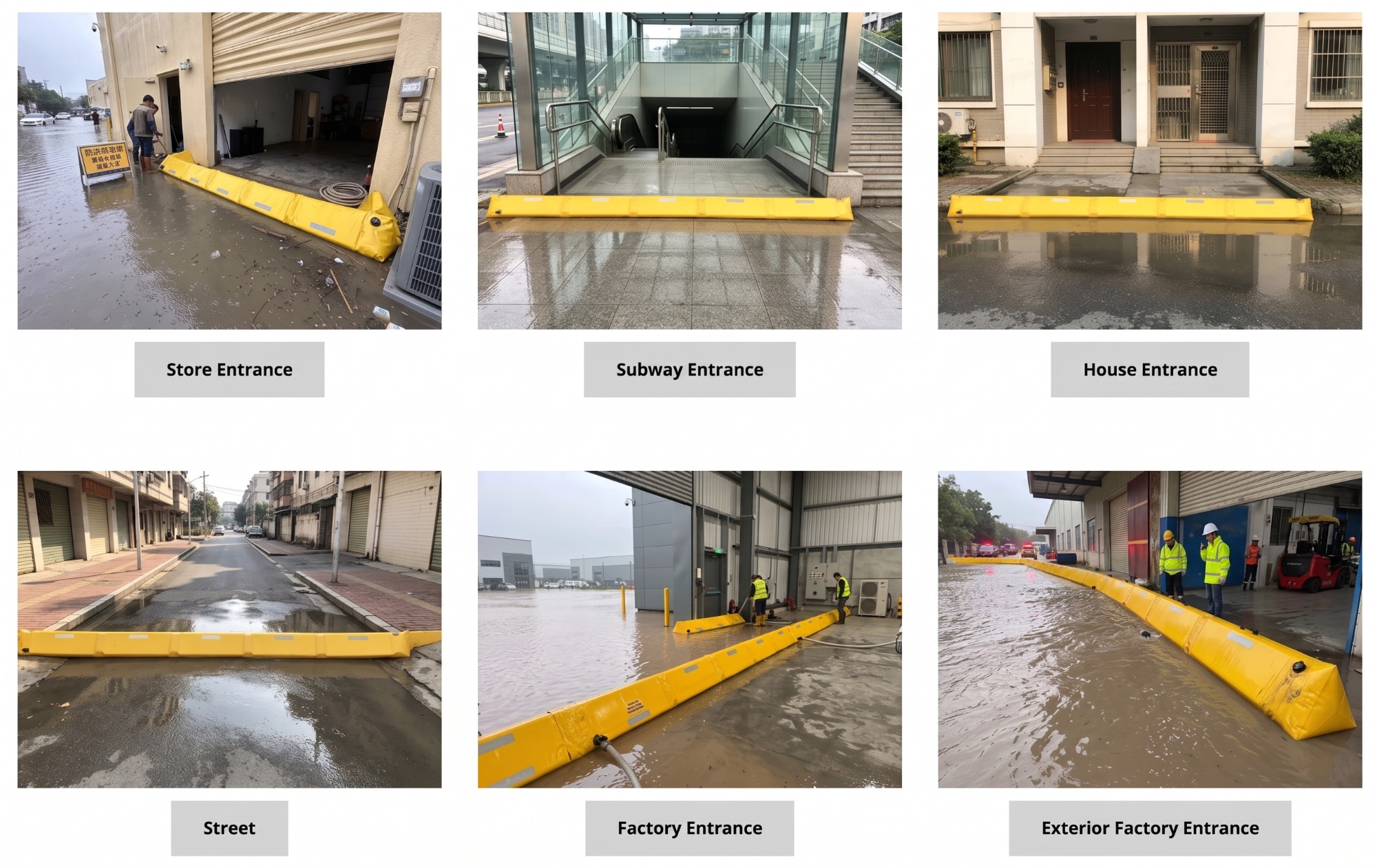 Flood barrier at garage, subway and building entrances