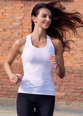 透气氨纶瑜伽训练白色运动服露背女式背心女式无袖T恤