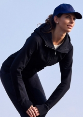 秋冬新款黑色女式运动夹克全拉链修身显瘦运动外套